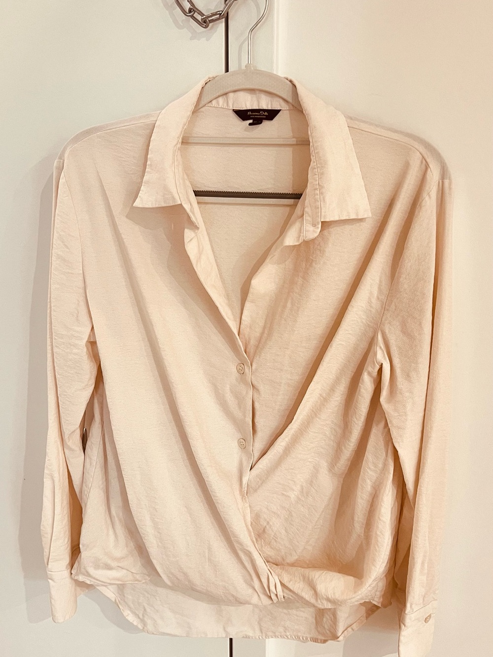 Massimo Dutti Light Cream Button-Down Collared Blouse